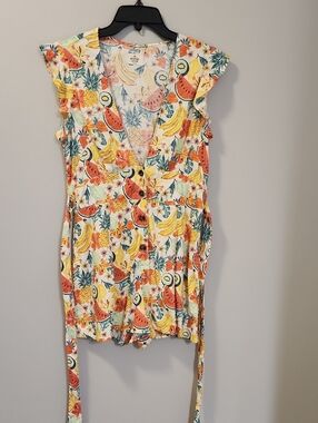 Marine Layer Camila Fruit Print Hemp Romper Size M Summer Resort Beach Coastal